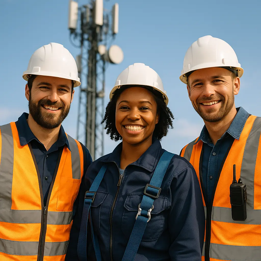 Equipe de techniciens télécom