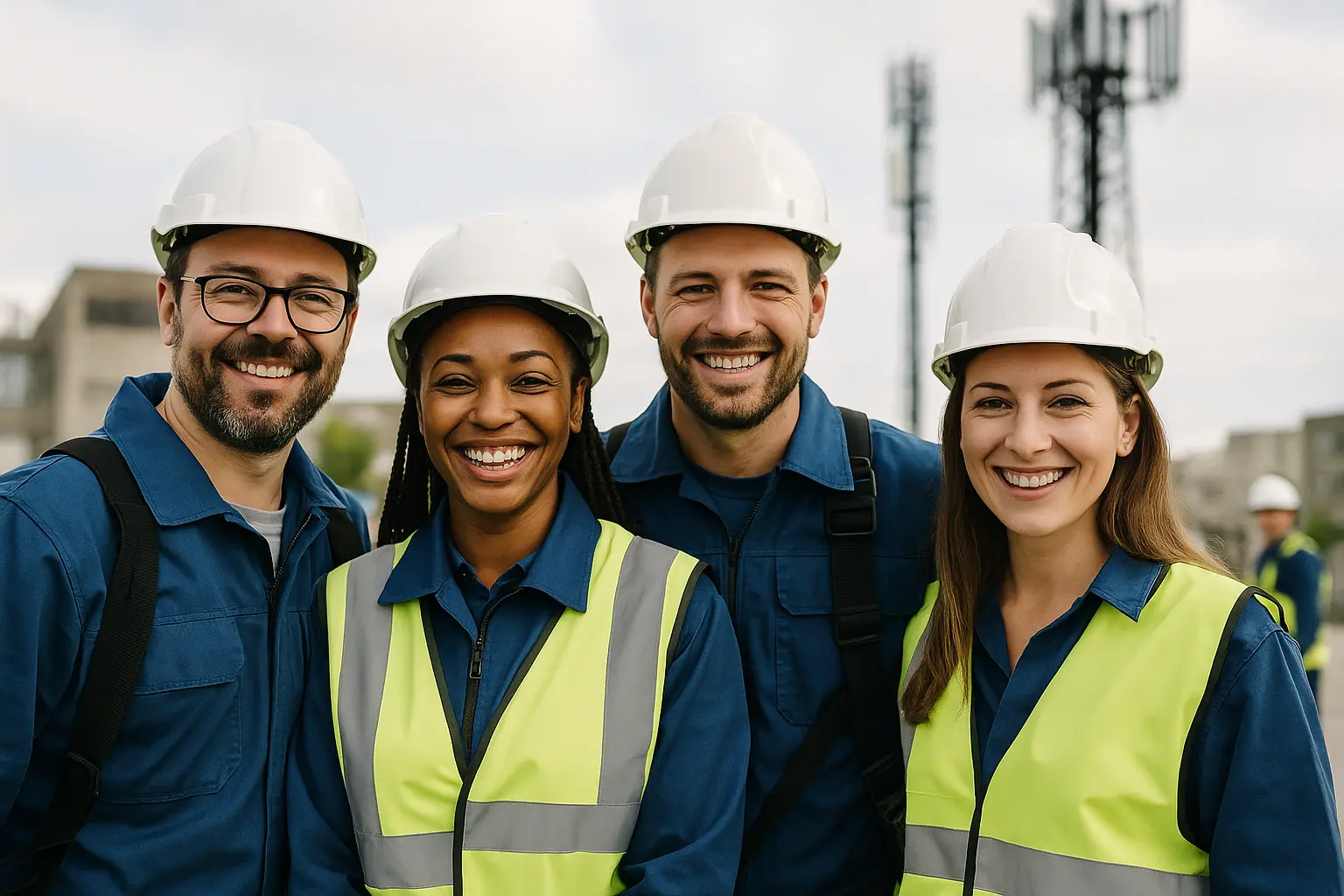 équipe de techniciens telecom