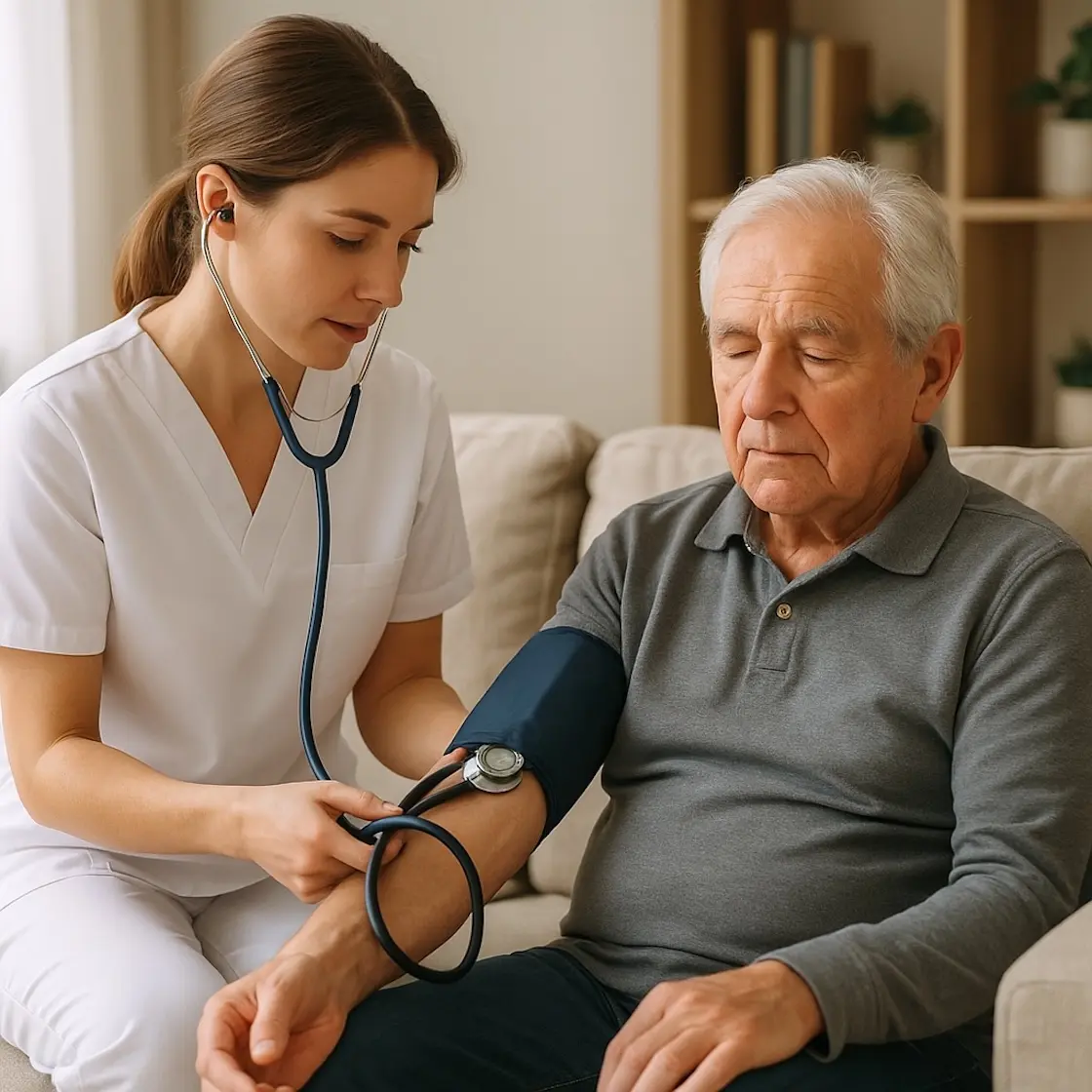 Krankenschwester mit einem Patienten
