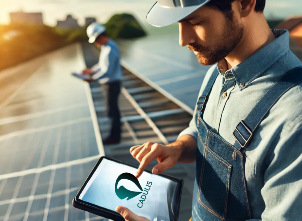 Um instalador de painéis solares utiliza o Cadulis