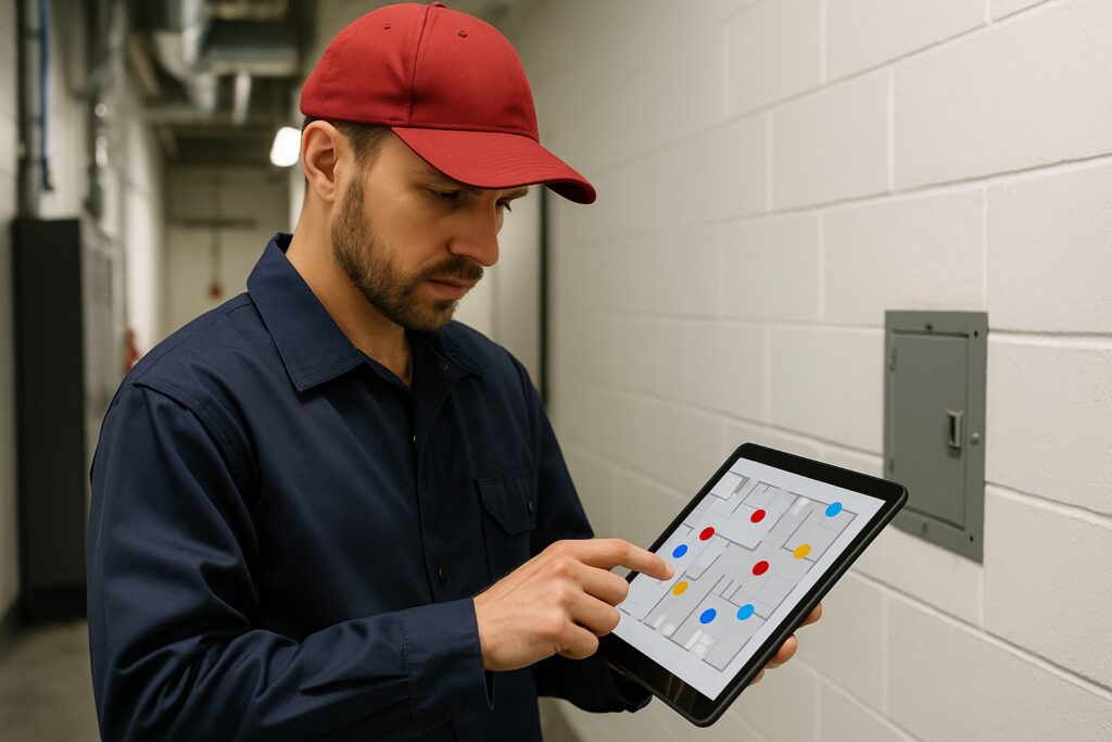 a technician reviews a baiting plan