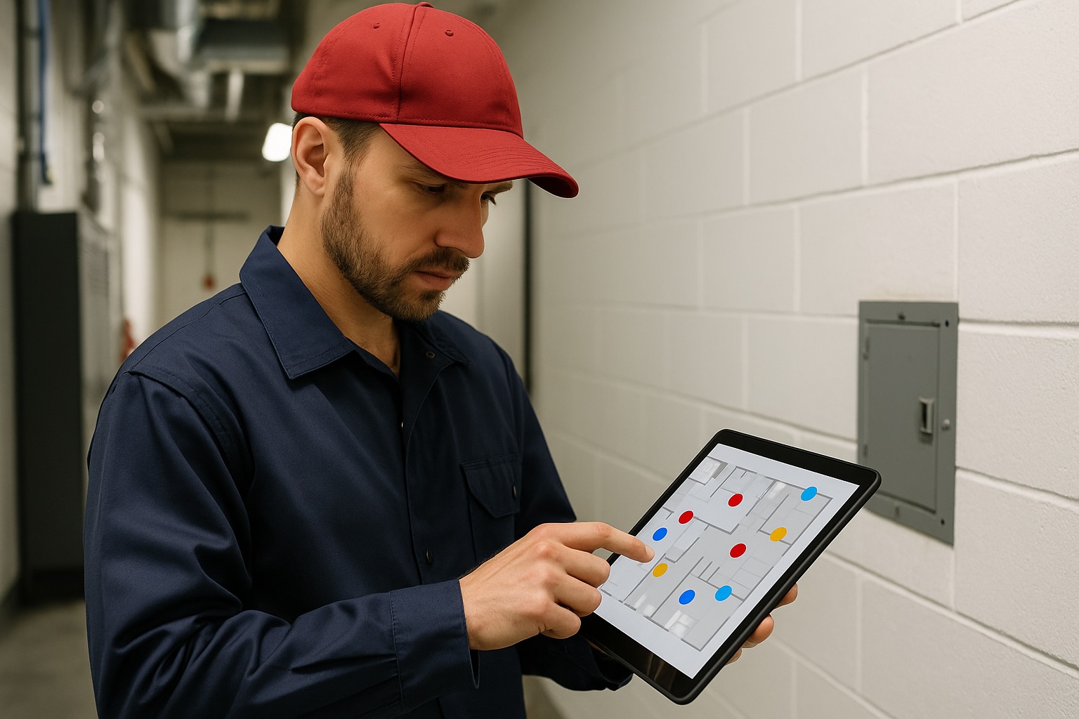 a technician consults a bait plan