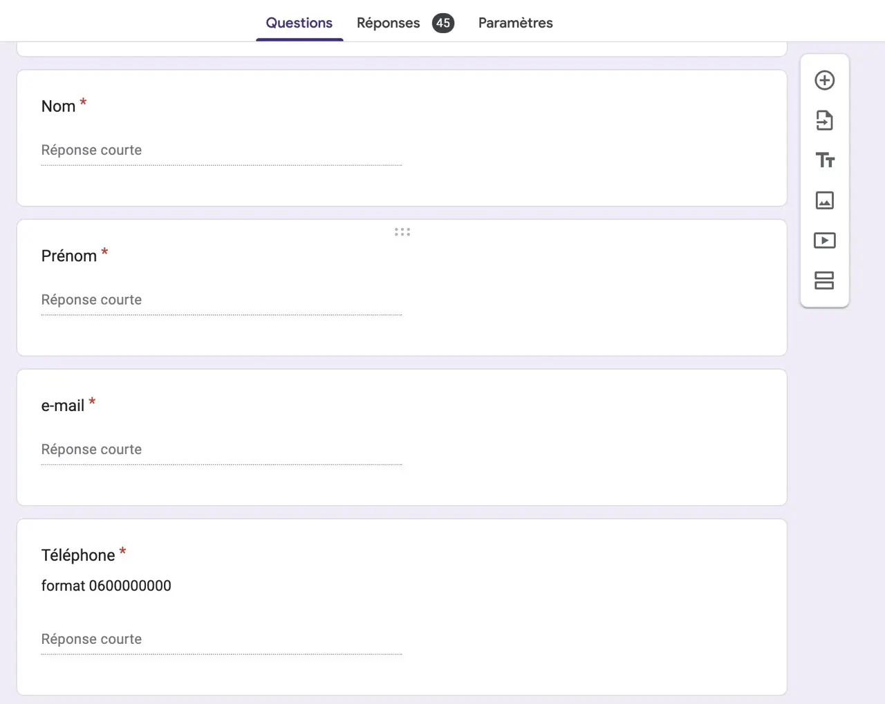 Cadulis Google form