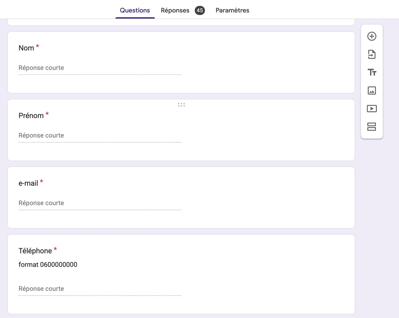 Cadulis Google form