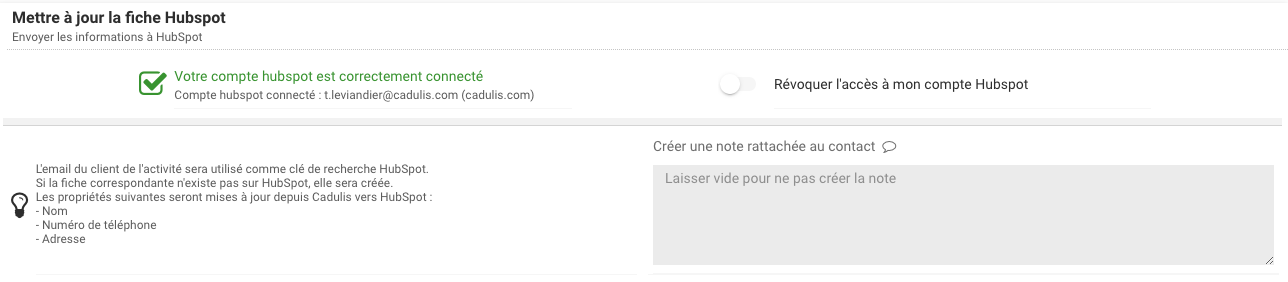 Configura l'invio dei dati verso HubSpot