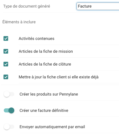 Scegli le informazioni da inviare a Pennylane