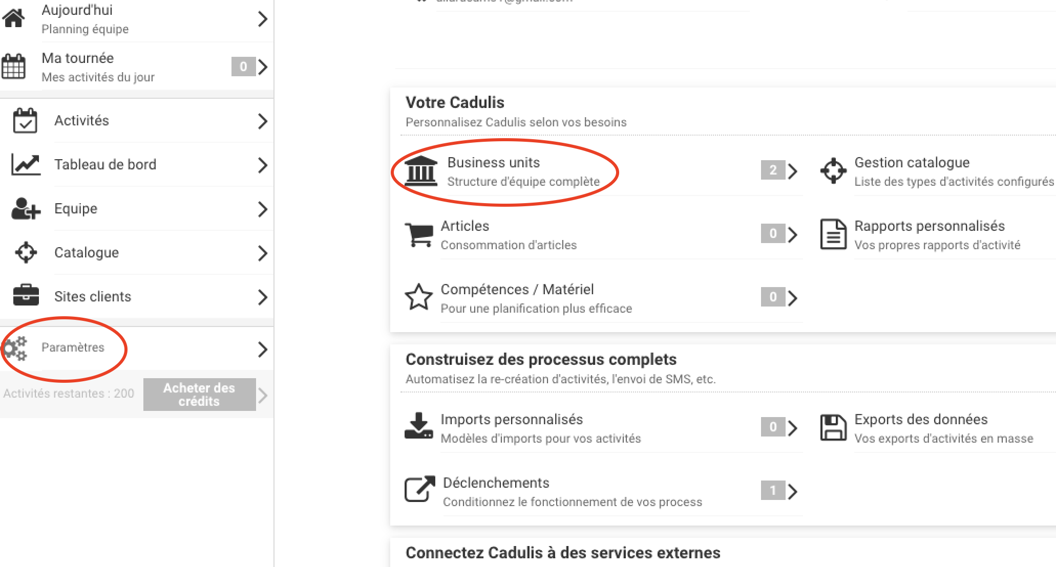 Access to Business Unit settings